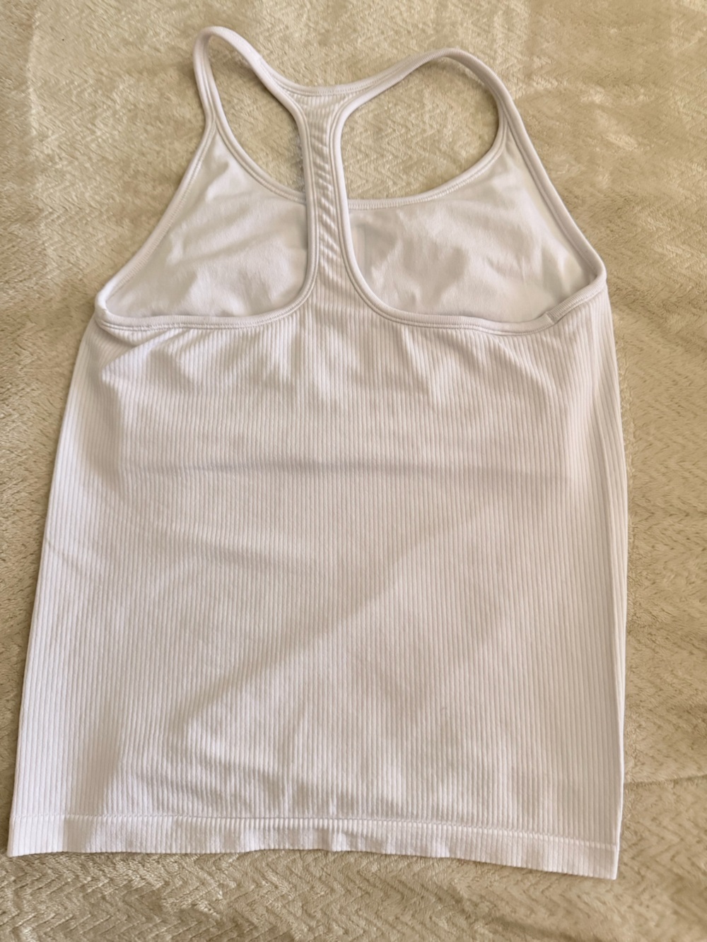 Athleta White Ribbed Racerback Tank size L - Picture 2 of 4